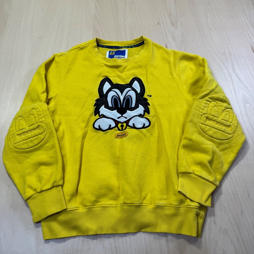 Pancoat Pop Eyes Husky‎ Sweatshirt Korean Streetwear Womens Size Small Yellow